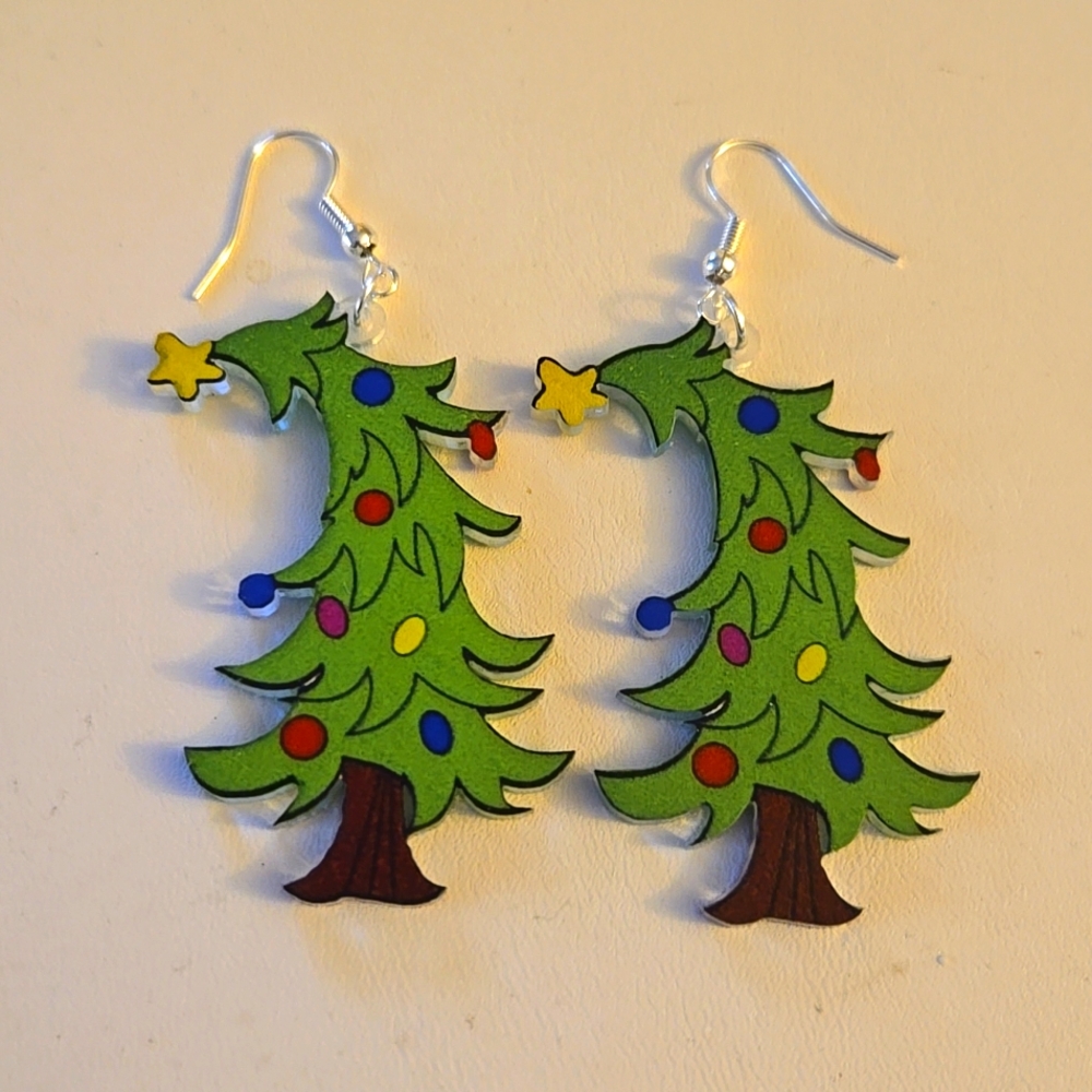 GRINCH TREE EARRINGS - Picture 1 of 3